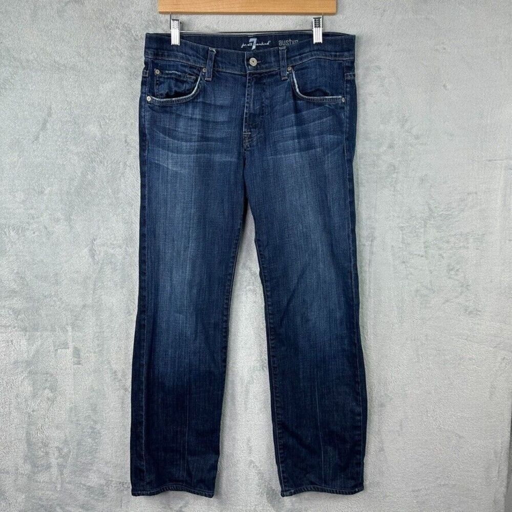 7 Seven For All Mankind Austyn Jeans Mens Size 31 Blue Denim Straight Pants